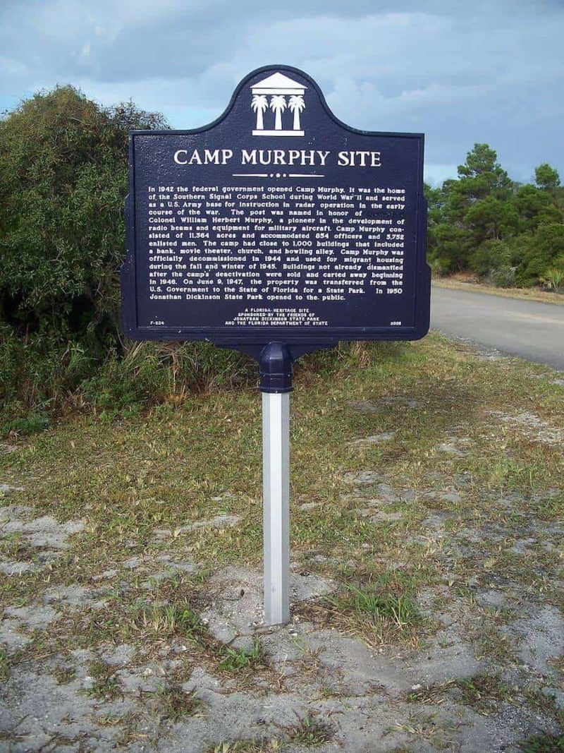 Camp Murphy historical marker at Jonathan Dickinson State Park