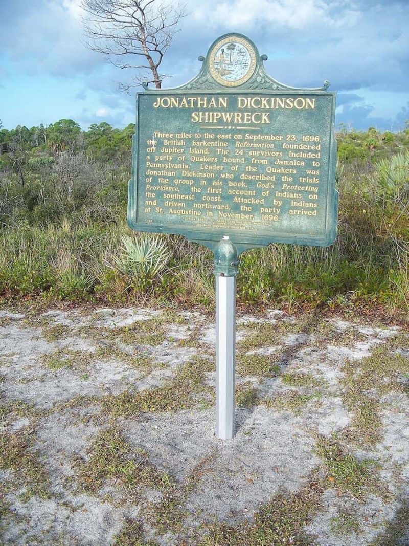 Shipwreck marker sign in Jonathan Dickinson State Park