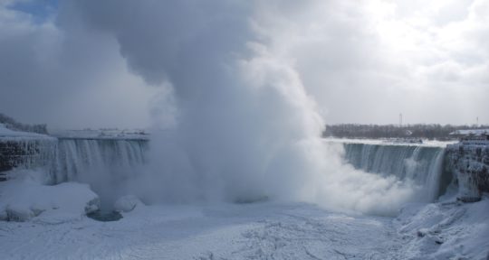 When frozen, Niagara Falls transforms into a spectacular winter wonderland