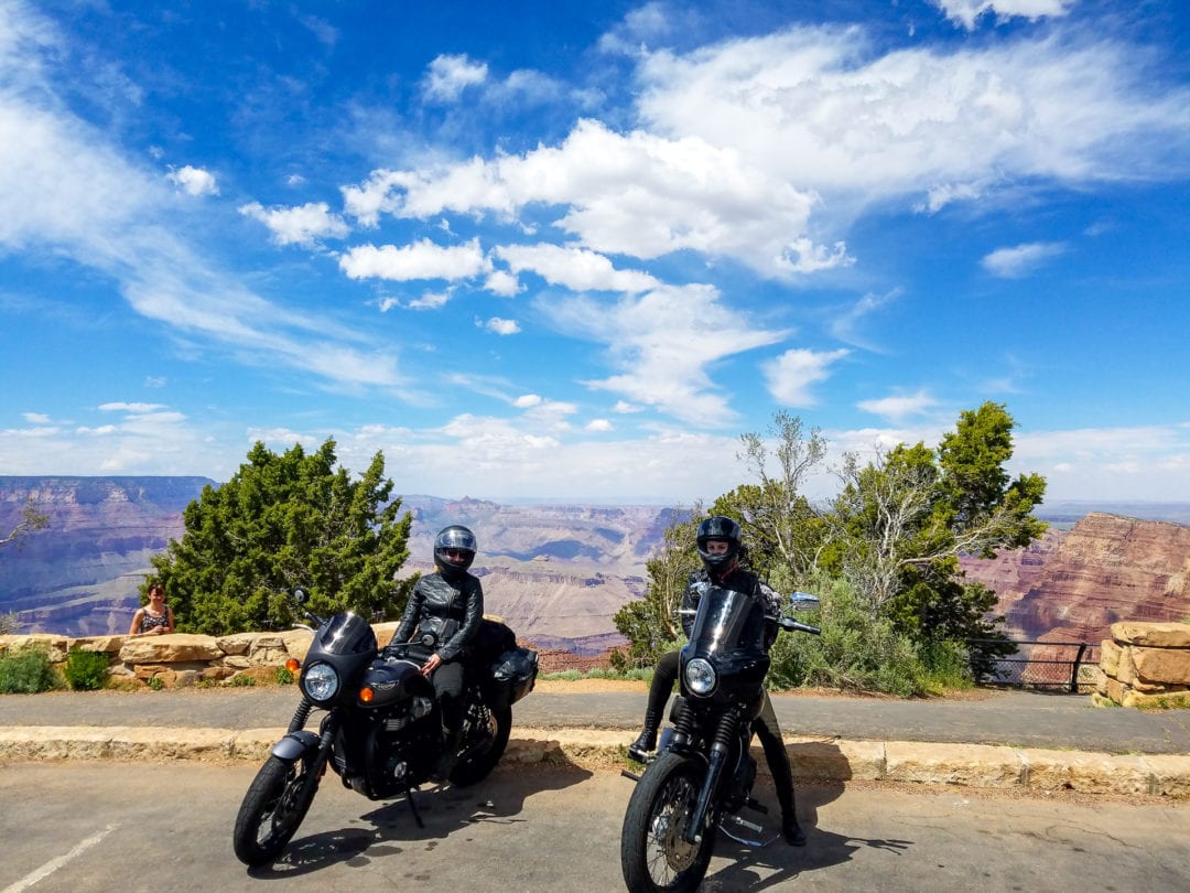 Riding a motorcycle to the Grand Canyon can be risky. 