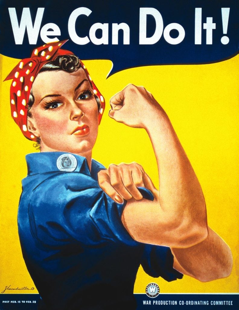 The iconic Westinghouse "We Can Do It!" poster often associated with Rosie the Riveter