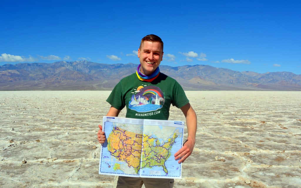 Meyer in Death Valley National Park, 75 percent through his journey.