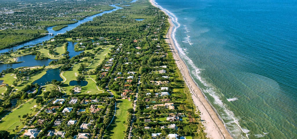 An aerial view of the beach in Martin County, Florida