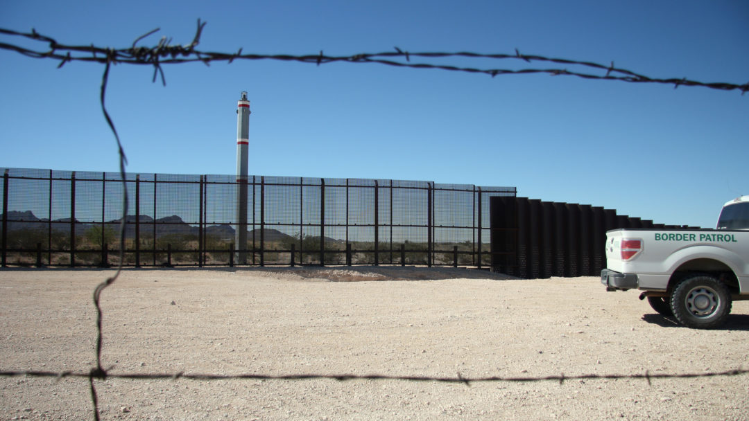 The border fence between the western edge of Ciudad Juárez and the part of New Mexico closest to El Paso, Texas.
