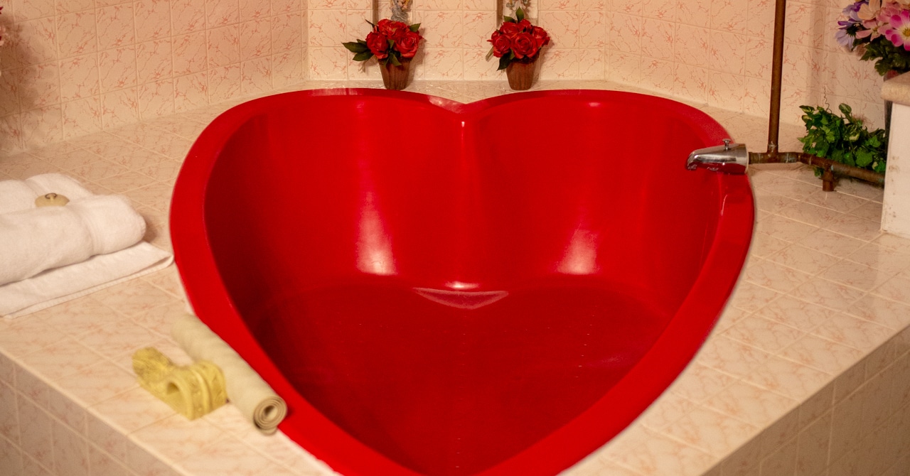 Find the most unique honeymoon suites and heart-shaped hot tubs