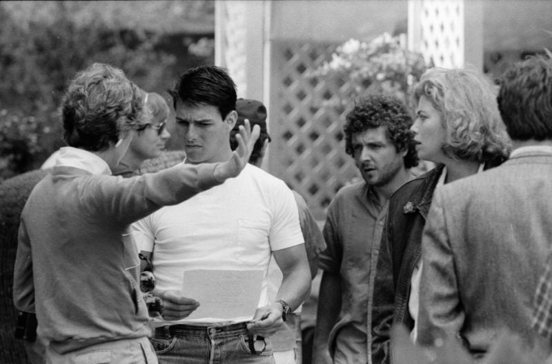 Tom Cruise and Kelly McGillis during the filming of Top Gun in Oceanside. 