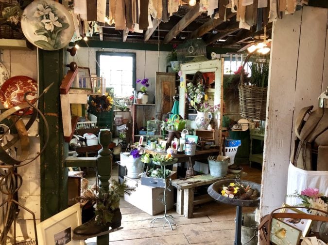 Inside Grasshoppers' antiques barn.