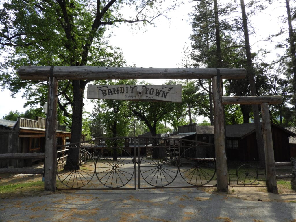 The gated entrance to Bandit Town