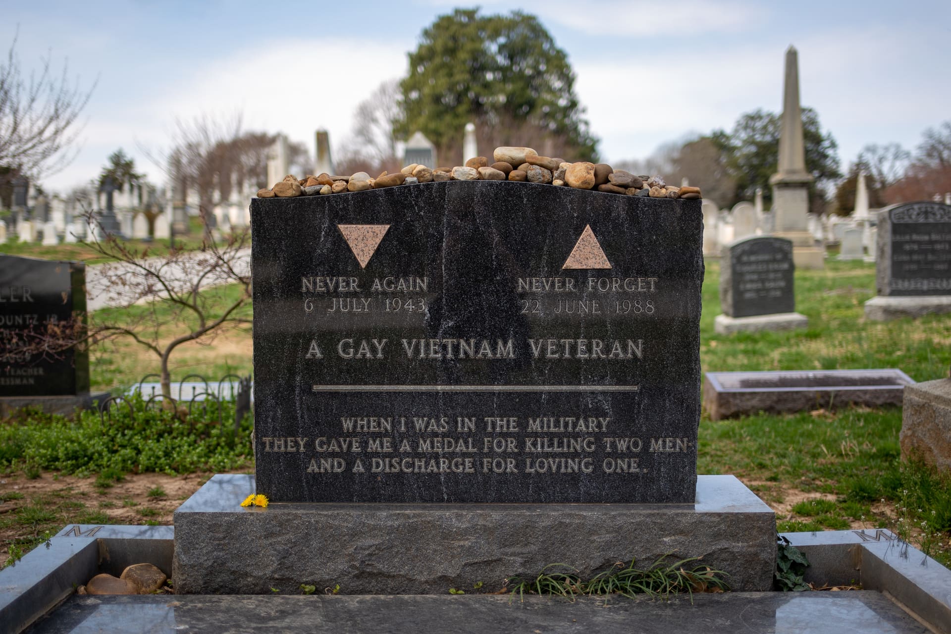 "A gay Vietnam veteran" tombstone