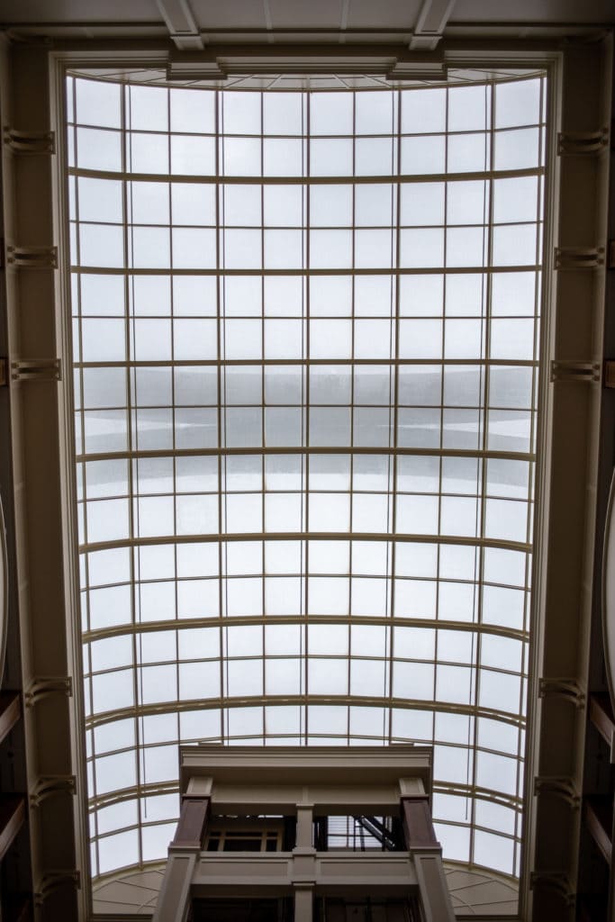 glass ceiling in the atrium