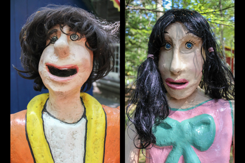 homemade sculptures with wigs