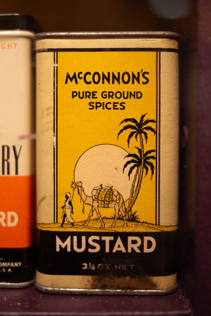 A vintage mustard tin
