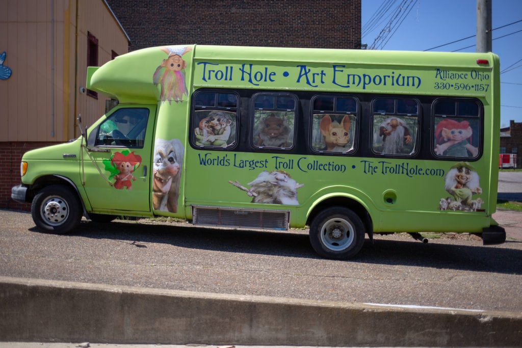 Troll Hole van parked outside of the museum