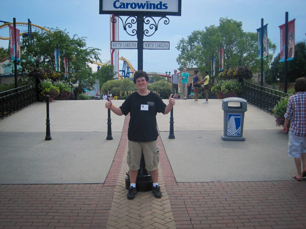Thumbs up at Carowinds in North Carolina amusement park