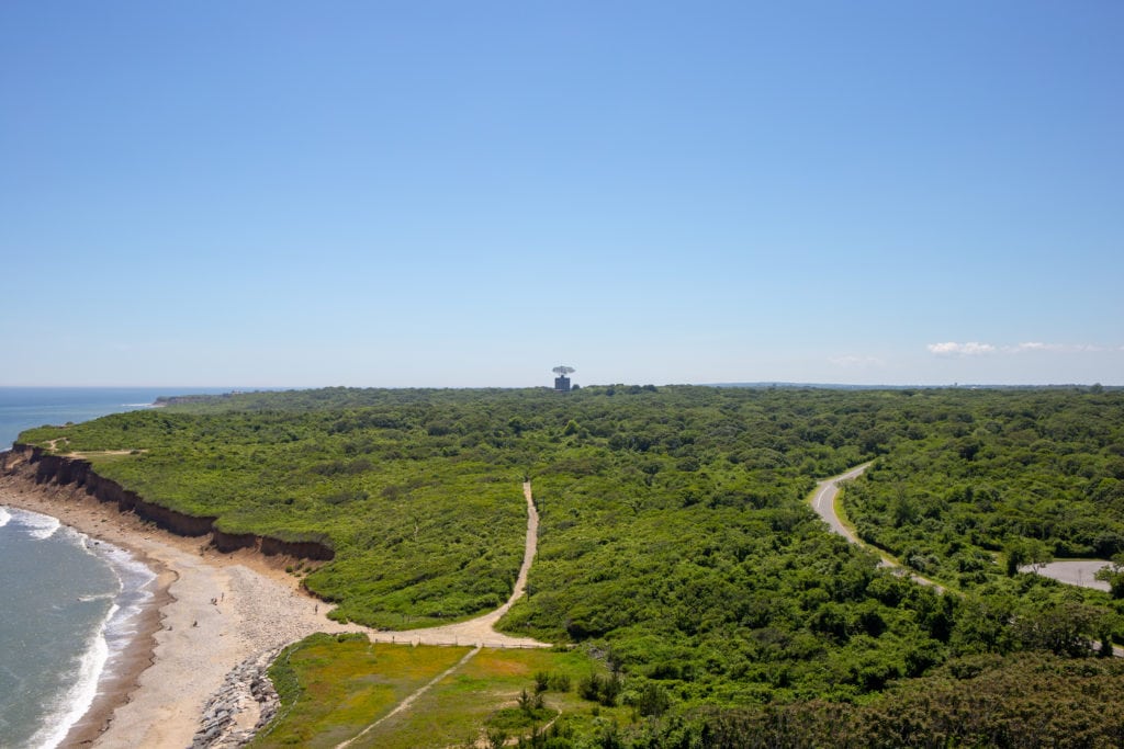 aerial view of radar tower and park