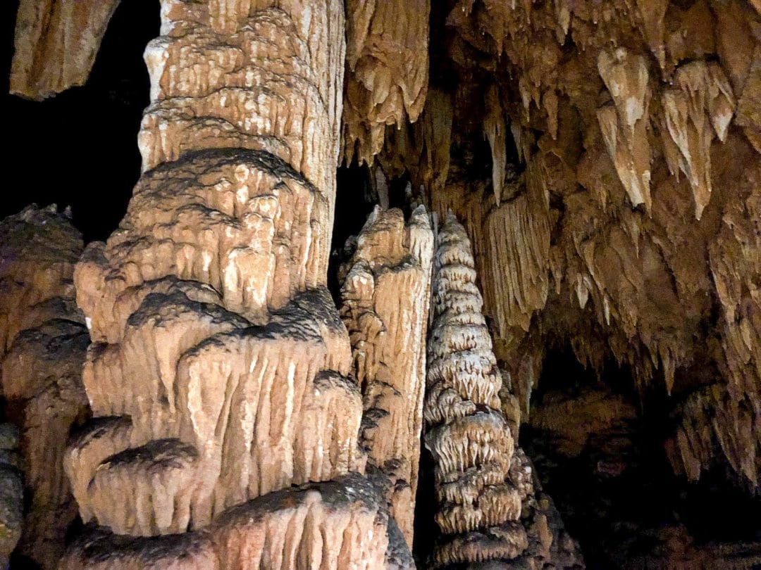 Each formation in Round Springs Cave is created by mineral build up from drops of water.