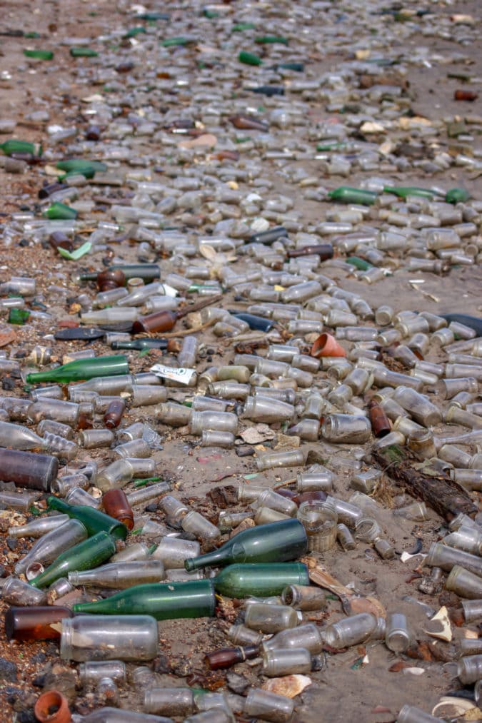 bottles on the beach