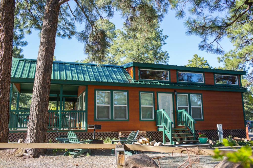 One of the cabins at the KOA Flagstaff campground