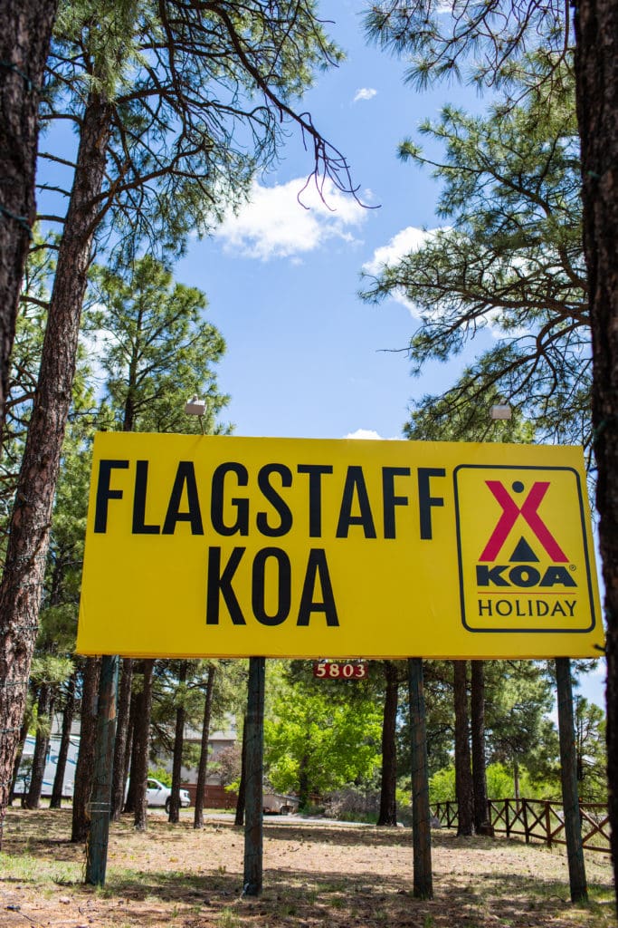 The KOA campground in Flagstaff, Arizona