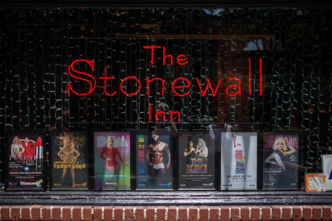 Neon sign at the stonewall inn