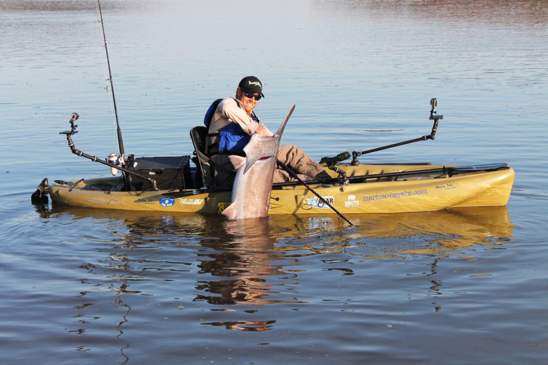 Field calls this one "landing a dinosaur" kayak fishing