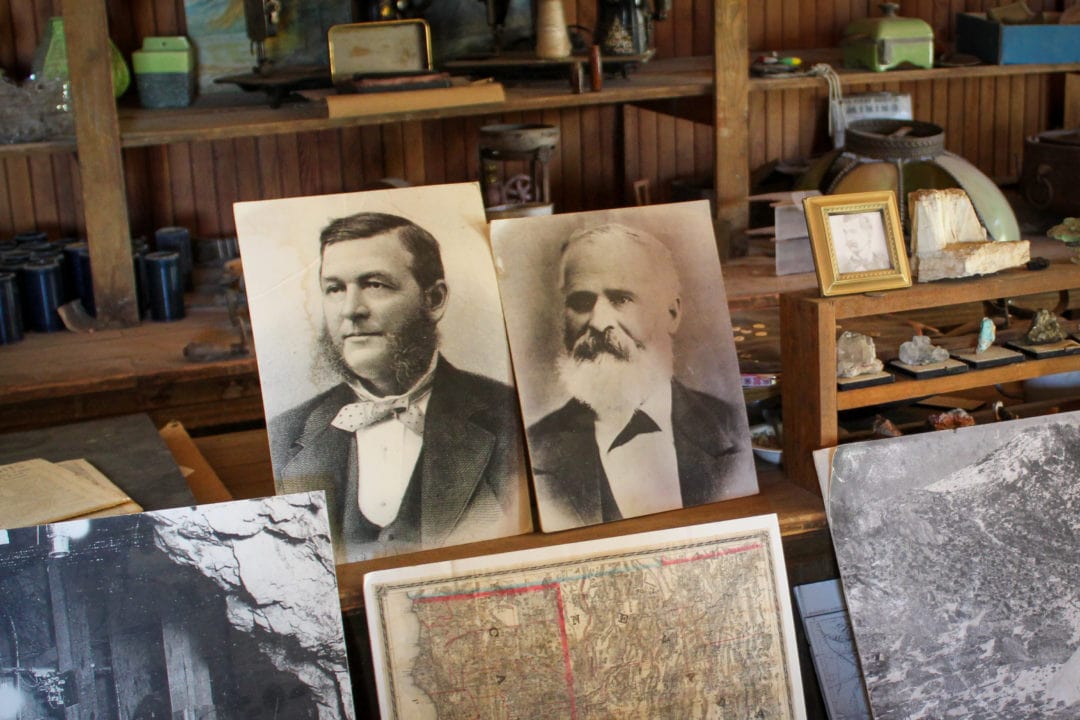 Mortimer Belshaw (left), one of the original owners, and Remi Nadeau (right), who helped haul silver down to Los Angeles Cerro Gordo ghost town 