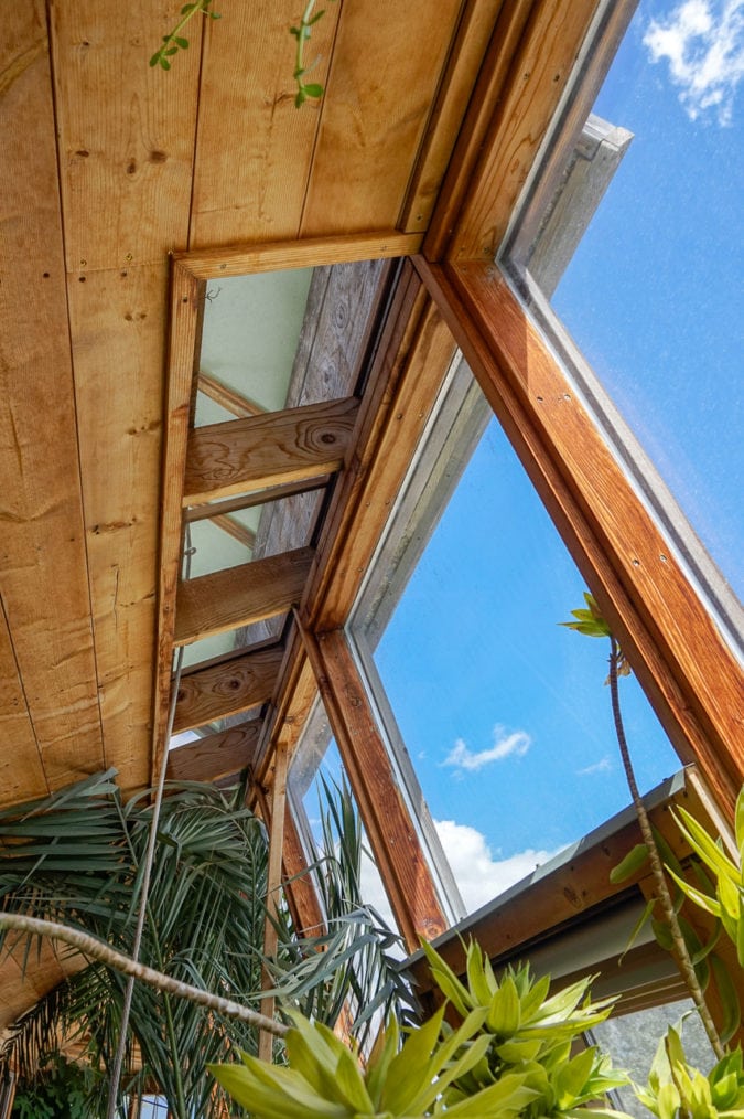Skylights that help regulate the air temperature.