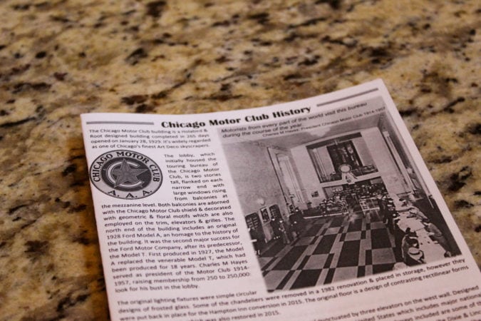 Hotel guests can read about the building's history. 