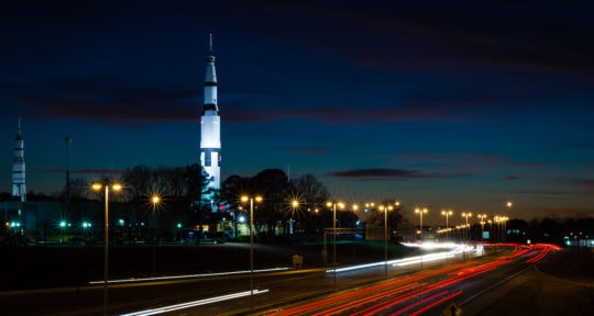 50 years after the moon landing, the Saturn V rocket—now an Alabama landmark—is an astronomical site to be seen