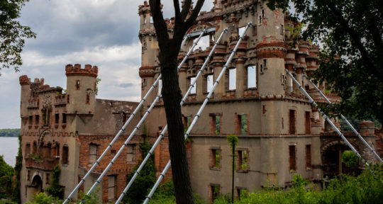 The ruins of Bannerman’s Castle, an abandoned military surplus warehouse, still stand in the middle of the Hudson River