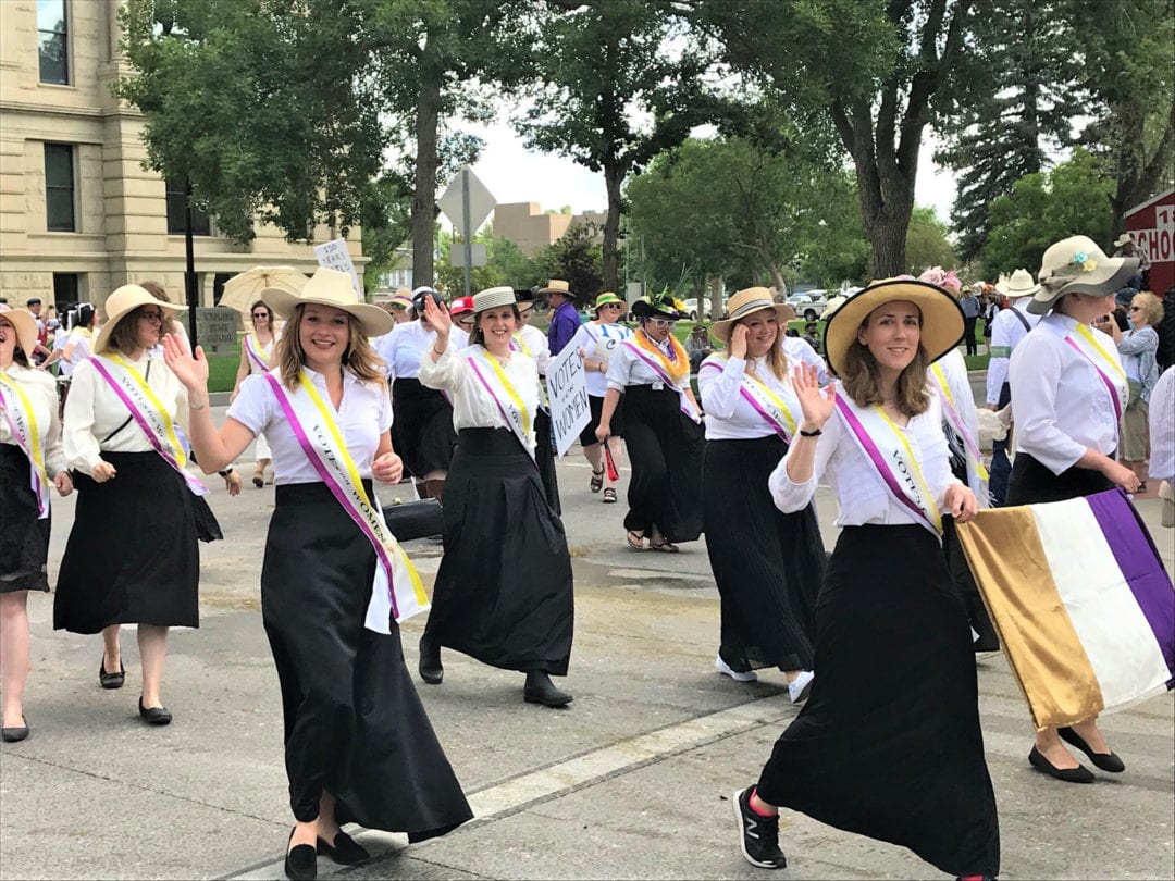 Suffragettes in the grand parade.