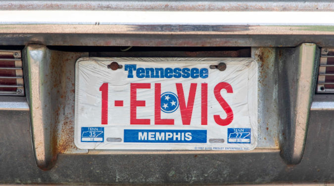 The "1-Elvis" license plate makes this car a standout