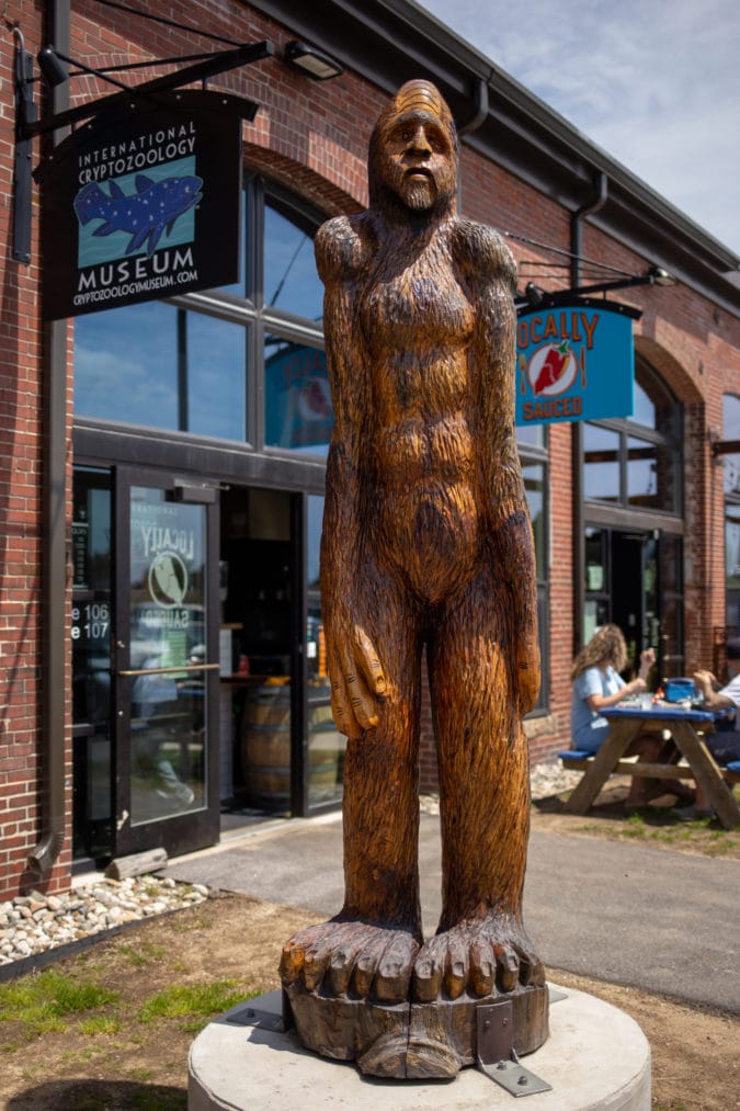 bigfoot statue outside of the cryptozoology museum