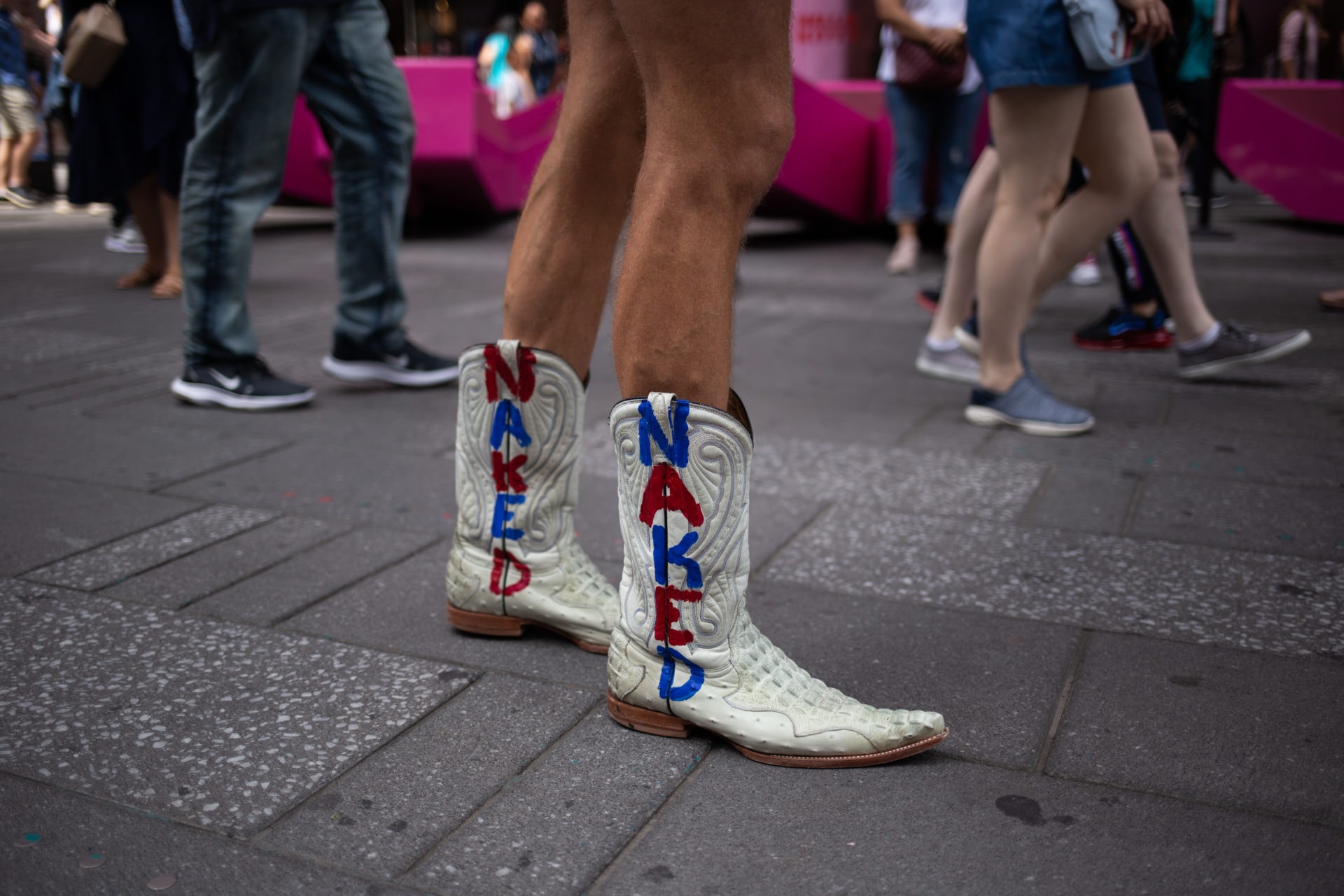 naked cowboy boots