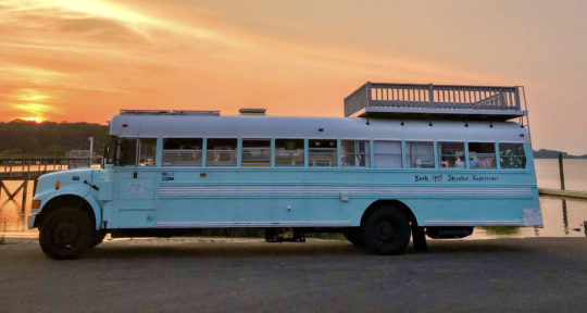 Old-skoolie: A formerly-yellow school bus turned tiny home hosts wine tours and wedding parties