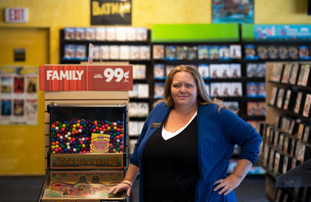 Sandi Harding, the general manager at the last remaining Blockbuster store on Earth