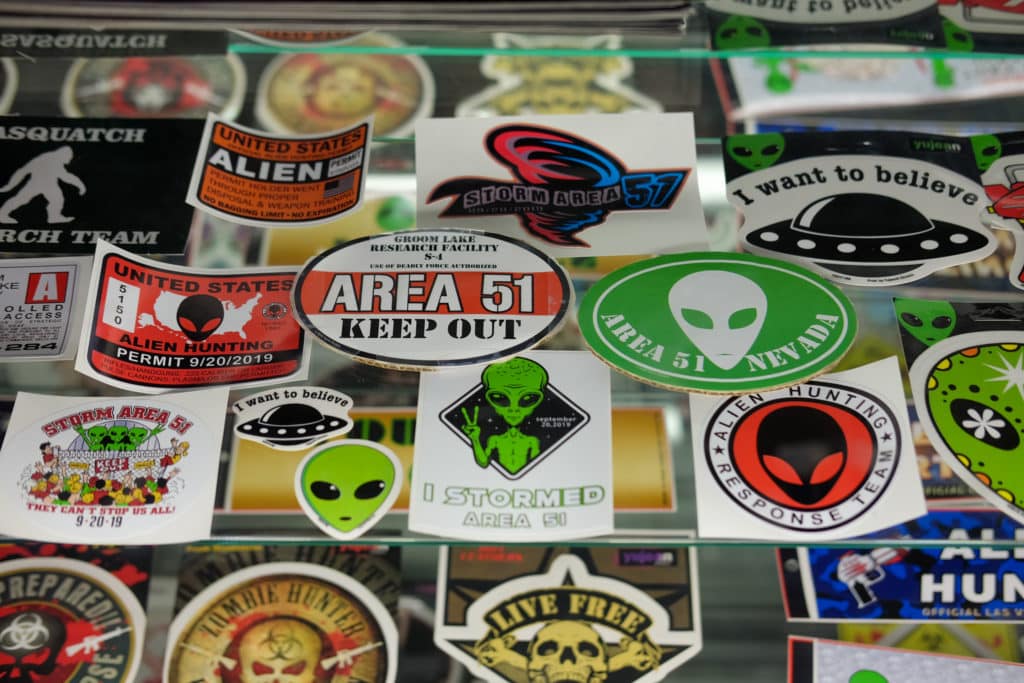 Stickers at the Alien Research Center.