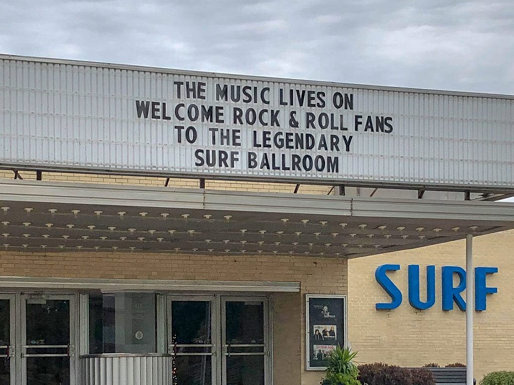 The marquee of the Surf Ballroom.