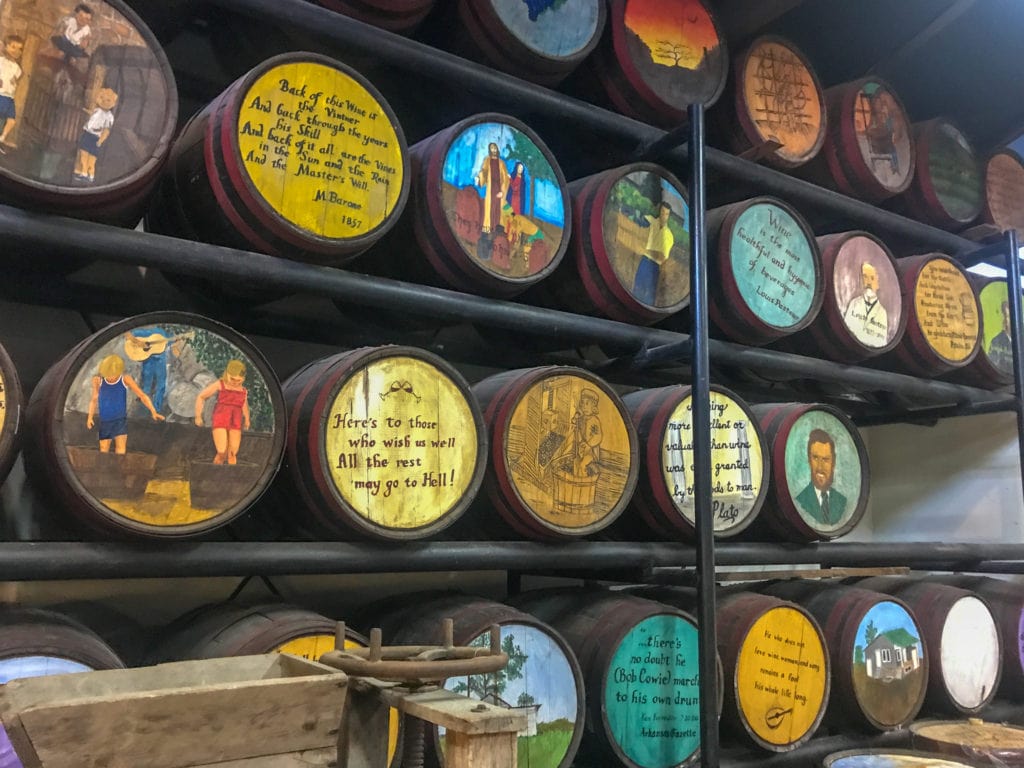 Wine barrels at Cowie Winery