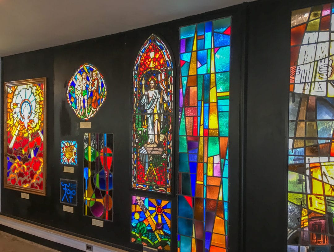Not to be missed in the Blenko visitor center is this impressive display of the company’s stained glass artistry.