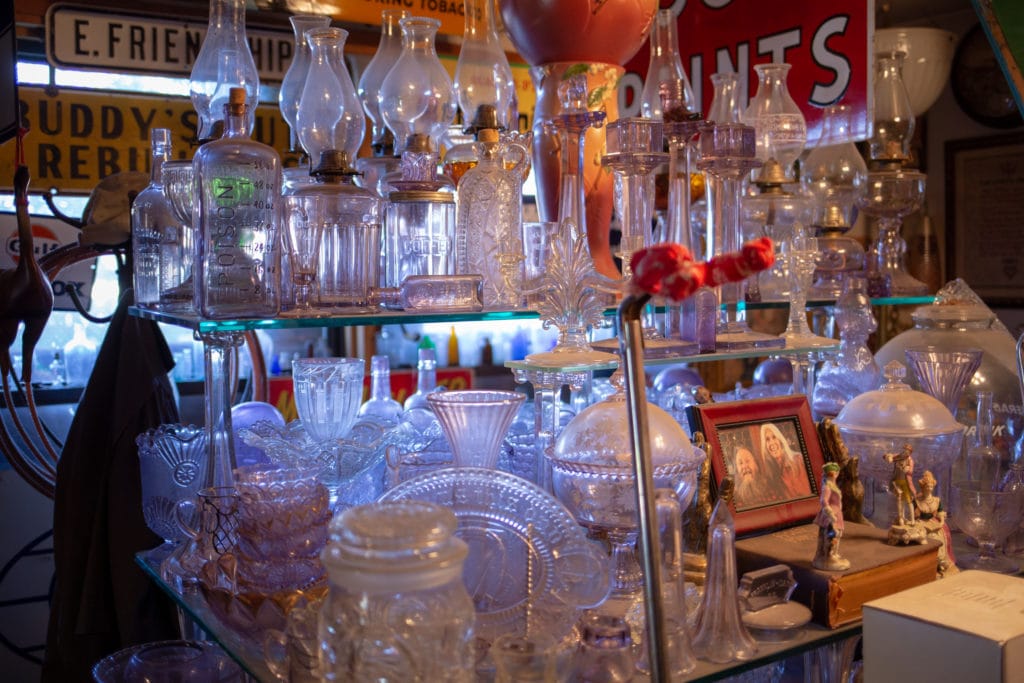 A collection of antique glass.