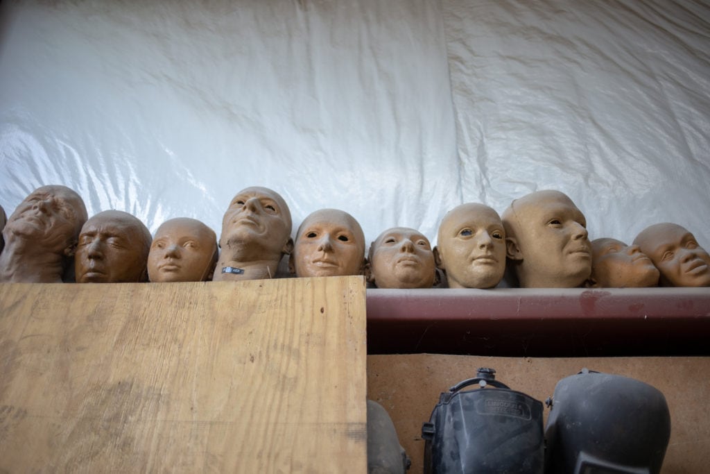 Head molds from a defunct wax museum.