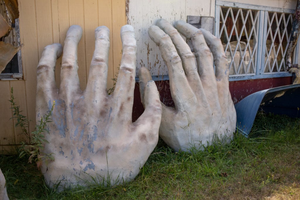 Huge fiberglass hands.