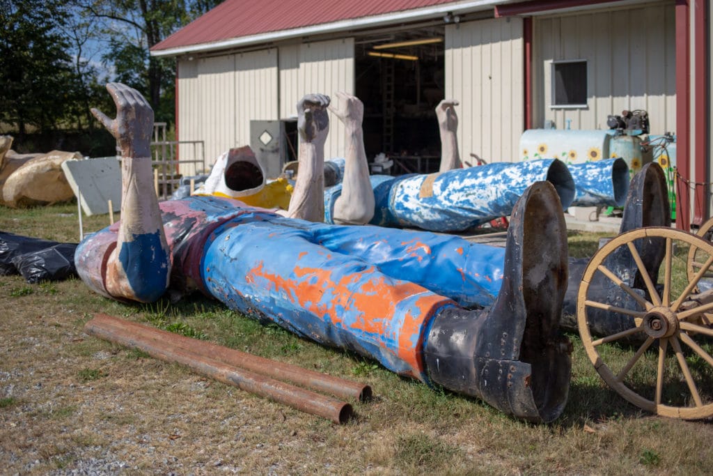 These Muffler Men once stood at the Magic Forest in Lake George, New York.
