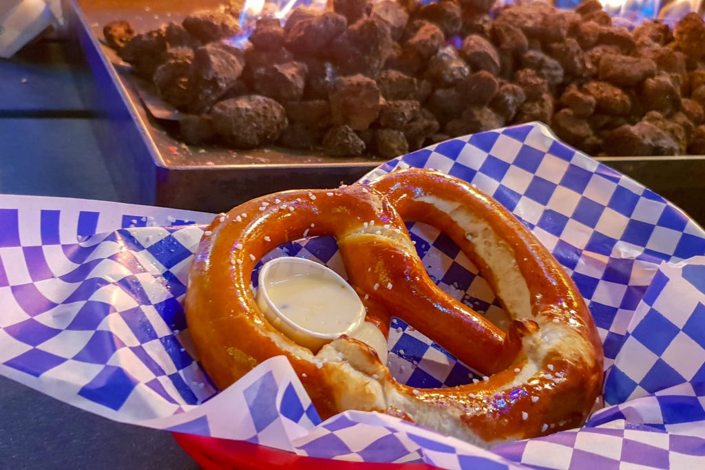 Giant pretzel at Leavenworth's The München Haus Bavarian Grill and Beer Garden.