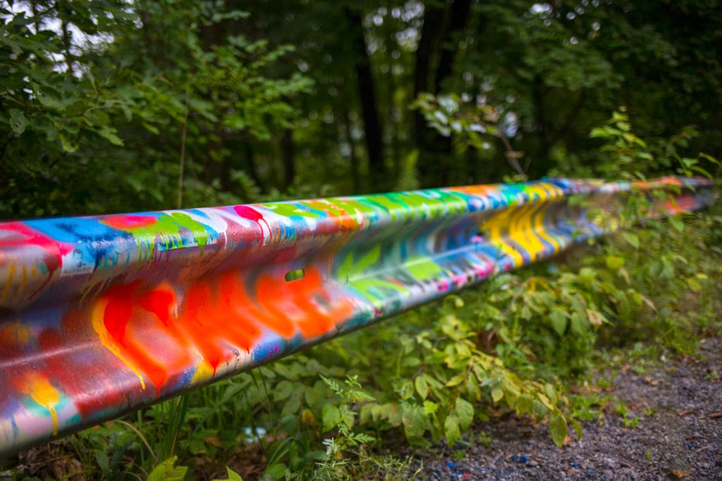 A painted guardrail.