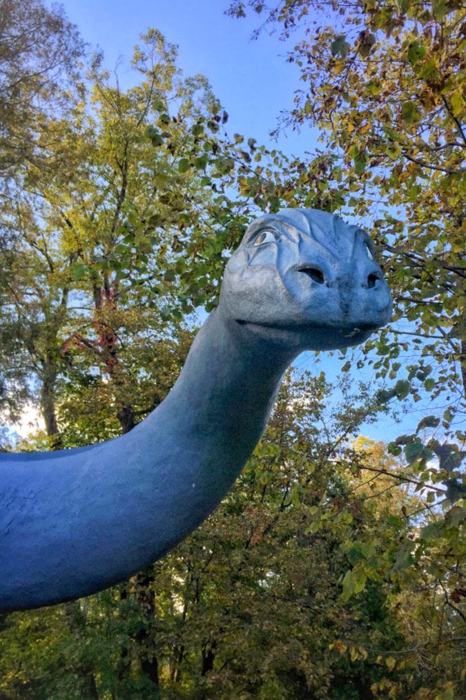A brontosaurus at Dinosaur Gardens.