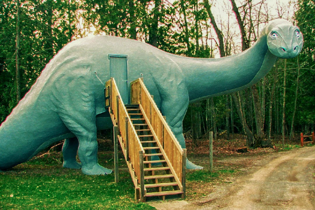 Visitors can climb inside the Brontosaurus.