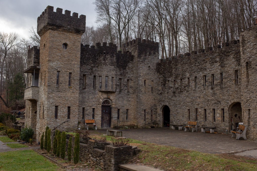 The castle was built with native stone and concrete bricks.