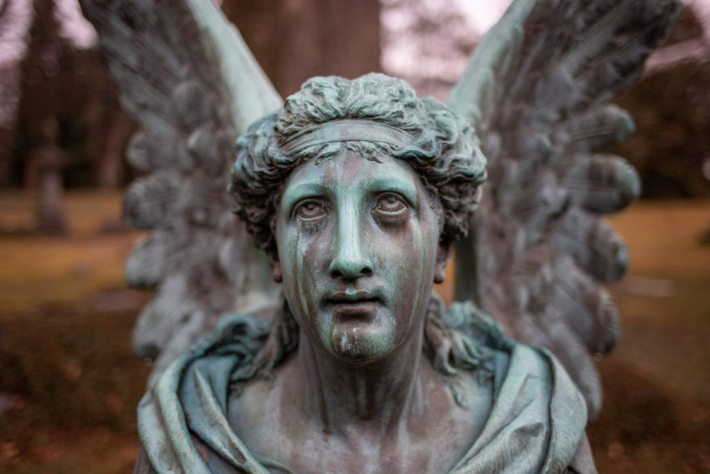 A bronze angel.